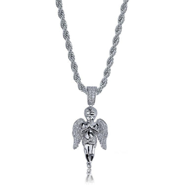 HipHop Men Women Necklace Gold Color Plated Iced Out Micro Pave CZ Stone Angel Pendant Necklaces - SolaceConnect.com
