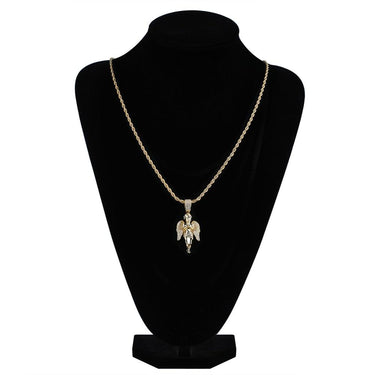 Hip Hop Unisex Gold Plated Micro Pave Iced Out CZ Angel Pendant Necklace  -  GeraldBlack.com