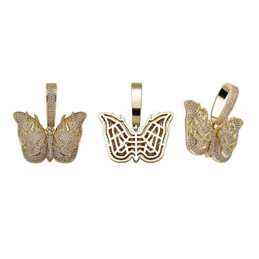 Gold Silver Color Butterfly Pendant Necklace Bling Bling Iced Out CZ Hip Hop Charm Jewelry Gift - SolaceConnect.com
