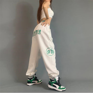 Hip Hop Women's Loose Jazz hiphop Sweatpants Streetwear Bottoms Trousers Elastic Waist White Red  -  GeraldBlack.com