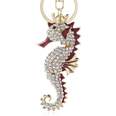 Hippocampus Cute Enamel Crystal Seahorse Pendant Keyrings for Car - SolaceConnect.com
