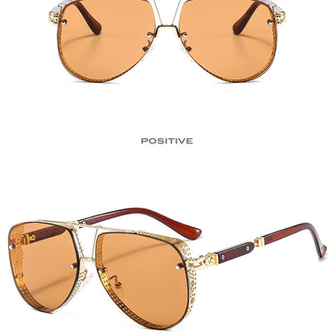 Hollow Pattern Oval Sunglasses Women Luxury Designer Metal Alloy Frame Gradients Lens conspicuous  -  GeraldBlack.com