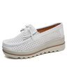 Hollow White Spring Autumn Moccasins Woman Platforms Genuine Leather Slip-on Casual Lady Round Toe Cow Suede  -  GeraldBlack.com