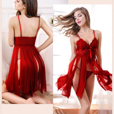 Hot and Sexy sleepwear Vintage Nightdress with Lace Slits for Women - SolaceConnect.com
