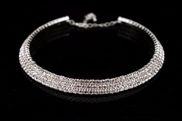 Hot Classic Rhinestone Crystal Choker Necklace Earrings Bracelet Set - SolaceConnect.com
