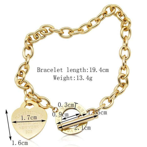 Hot Gold Chain Women's Charm Cubic Zirconia Bracelets and Heart Bangles - SolaceConnect.com
