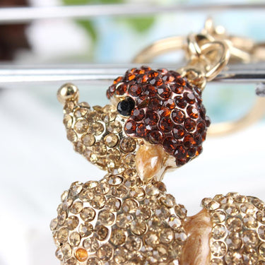 Hot Gold Poodle Dog Rhinestone Crystal Charm Pendant Purse Key Ring Chain  -  GeraldBlack.com