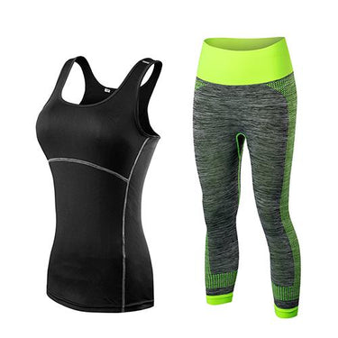Hot Ladies 2 Pcs Cropped Top 3' Per '4 Leggings Set for Sports Yoga & Gym - SolaceConnect.com