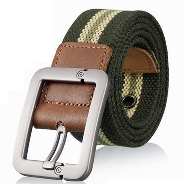 Hot Real Pin Buckle Canvas Cowboy Knitted Strap Solid Belt for Men - SolaceConnect.com