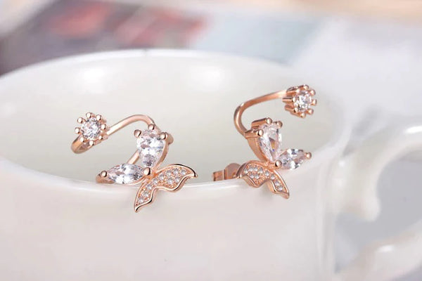 Hot Selling Gift Fashion Butterfly 925 Sterling Silver Ladies Stud Earrings - SolaceConnect.com