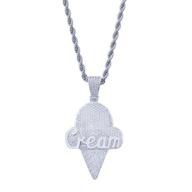 Ice Cream Pendant Necklace Iced Out Zircon With Chain High Quality Hip Hop  -  GeraldBlack.com