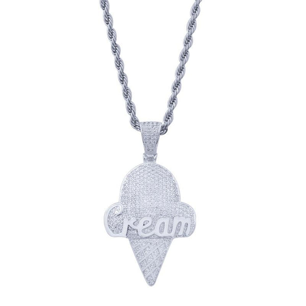 Ice Cream Pendant Necklace Iced Out Zircon With Chain High Quality Hip Hop  -  GeraldBlack.com