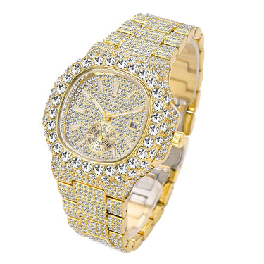 Ice Out Watches For Men Full Diamond Bling Fashion Automaitc Date Hip Hop Stainless Steel Watch Male  -  GeraldBlack.com