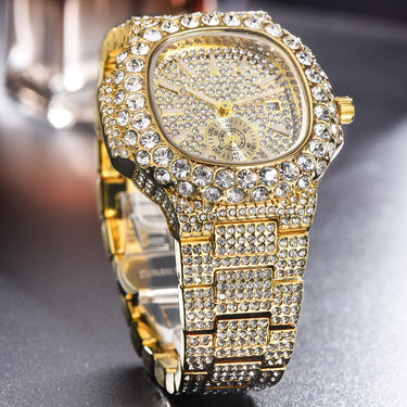 Ice Out Watches For Men Full Diamond Bling Fashion Automaitc Date Hip Hop Stainless Steel Watch Male  -  GeraldBlack.com