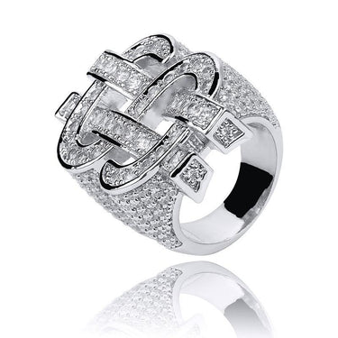 Iced Out 3D Dollar Sign Micro Zircon Rock Ring for Men Hip Hop Jewelry - SolaceConnect.com
