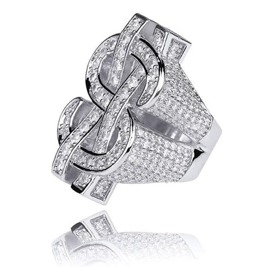 Iced Out 3D Dollar Sign Micro Zircon Rock Ring for Men Hip Hop Jewelry  -  GeraldBlack.com