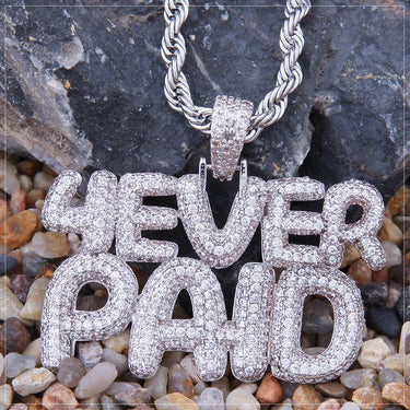 Iced Out 4Ever Paid Letters Pendant Chain Men's Zircon Hip Hop Necklace  -  GeraldBlack.com
