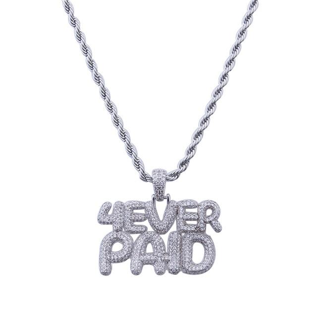 Iced Out 4Ever Paid Letters Pendant Chain Men's Zircon Hip Hop Necklace  -  GeraldBlack.com