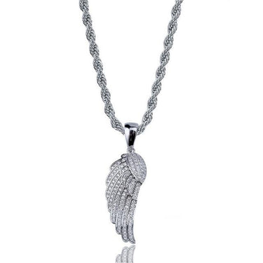 Iced Out Angel Wings Pendant Chain Men's Zircon Hip Hop Gold Necklace - SolaceConnect.com