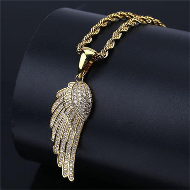 Iced Out Angel Wings Pendant Chain Men's Zircon Hip Hop Gold Necklace  -  GeraldBlack.com