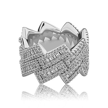 Iced Out Baguette Cubic Zirconia Ring Yellow Gold Hip Hop Cuban Jewelry  -  GeraldBlack.com
