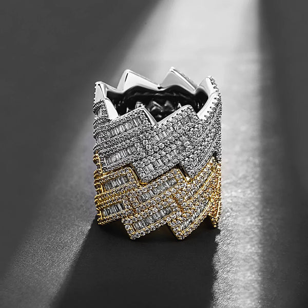 Iced Out Baguette Cubic Zirconia Ring Yellow Gold Hip Hop Cuban Jewelry  -  GeraldBlack.com