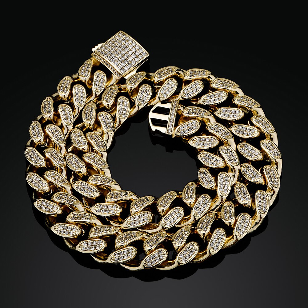 Iced Out Cubic Zirconia Hip Hop Jewelry Men's Heavy Cuban Link Necklace  -  GeraldBlack.com
