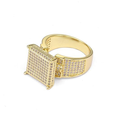 Iced Out Hip Hop Square Micro Paved Cubic Zirconia Crystal Rings For Men - SolaceConnect.com