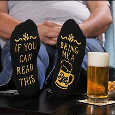 If You Can Read This Bring Me A Beer Humour Word Pattern Novelty Socks  -  GeraldBlack.com