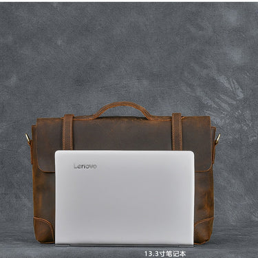 Imported Retro Men Laptop Briefcase Classic Crazy Horse Leather Shoulder Messenger Handbags  -  GeraldBlack.com