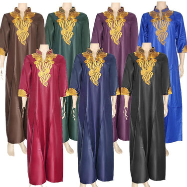 Islamic Fashion Women's Batik Fabric Embroidered African Robe Abaya Dress  -  GeraldBlack.com