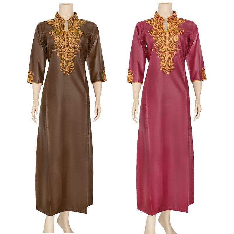 Islamic Fashion Women's Embroidered Batik Fabric African Robe Abaya Dress  -  GeraldBlack.com