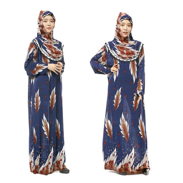 Islamic Fashion Women's Floral Lace Muslim Prayer Hijab Pullover Dress  -  GeraldBlack.com