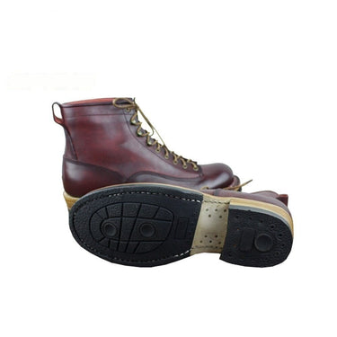 Italian Cowboy Style Round Toe Lace Up Welted Ankle Boots for Men  -  GeraldBlack.com