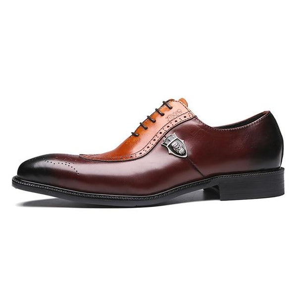 Italian Design Genuine Leather Wingtip Brogue Dress Shoes for Men - SolaceConnect.com