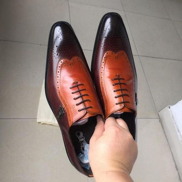 Italian Design Genuine Leather Wingtip Brogue Dress Shoes for Men  -  GeraldBlack.com