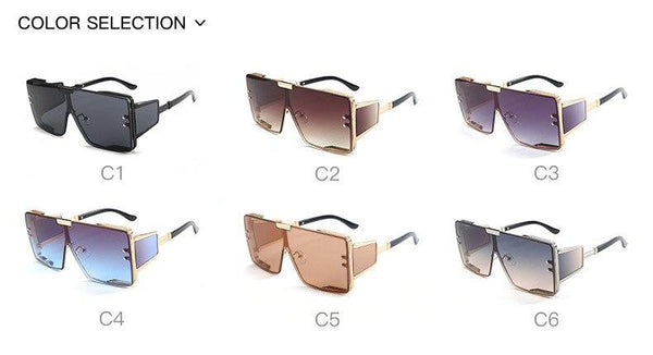 Italian Luxury Style Big Square Shield Shadow Sunglasses for Women - SolaceConnect.com