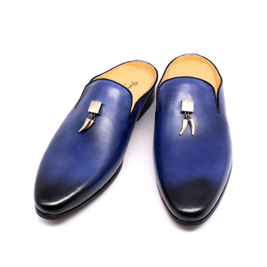 Italian Style Men Genuine Cow Leather Causal Outdoor Half Slippers Breathable Shallow Mules Shoes  -  GeraldBlack.com