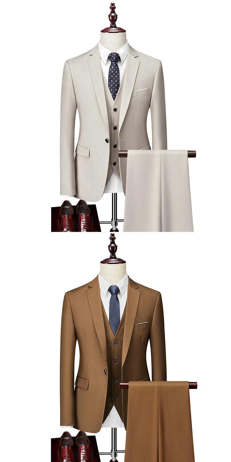 Ivory Classic Custom Business Single-button Three Piece Suit for Men  -  GeraldBlack.com