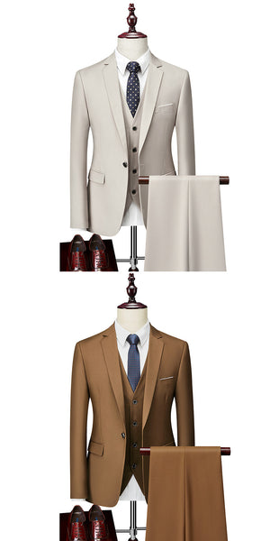 Ivory Classic Custom Business Single-button Three Piece Suit for Men  -  GeraldBlack.com