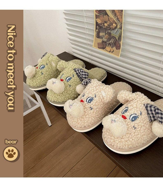 Cotton Slippers To Keep Warm In Winter Cute Cartoon Bear Slipper Shoes Indoor Home Plush Slippers - SolaceConnect.com