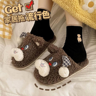 Cotton Slippers To Keep Warm In Winter Cute Cartoon Bear Slipper Shoes Indoor Home Plush Slippers - SolaceConnect.com