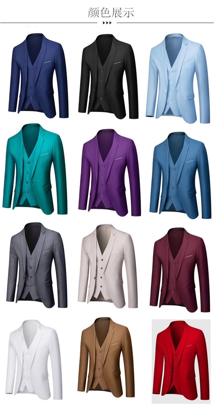 Khaki Classic Custom Business Single-button Three Piece Suit for Men  -  GeraldBlack.com