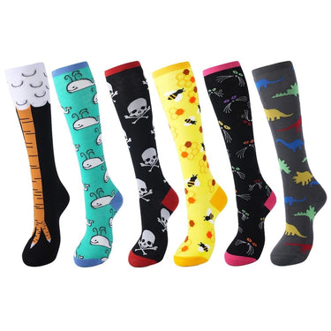 Knee High Cotton Happy Colorful Long Socks for Women with Animal Print  -  GeraldBlack.com