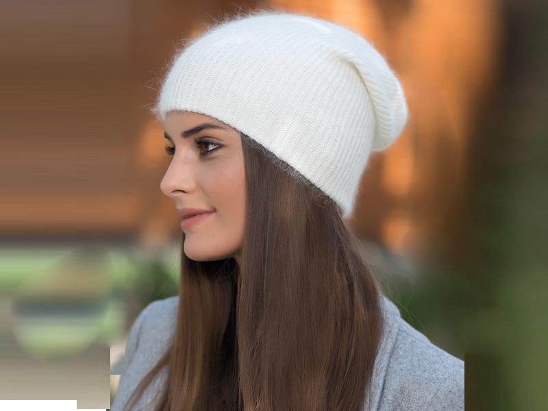 Knitted Rabbit Wool Winter Baggy Bonnet Beanies Caps for Women - SolaceConnect.com