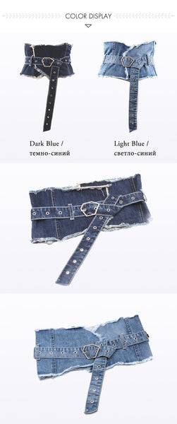 Korea Style Denim Wide Corset Jeans Women Belts Cummerbund for Party Dresses Fashion Clothing  -  GeraldBlack.com
