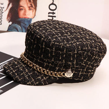 Korean and British Military Plaid Tweed All-Match Flat Cap for Women - SolaceConnect.com
