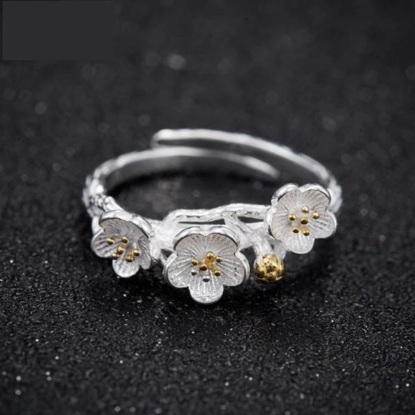 Korean Fashion Peach Blossom Flower Anel Ring Jewelry Set for Women - SolaceConnect.com