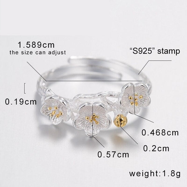 Korean Fashion Peach Blossom Flower Anel Ring Jewelry Set for Women  -  GeraldBlack.com