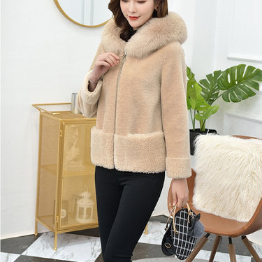 Winter Sheep Shearing Fox Fur Coat Female Wool Jacket Korean Thick Women's Fur Coats Elegant Women - SolaceConnect.com